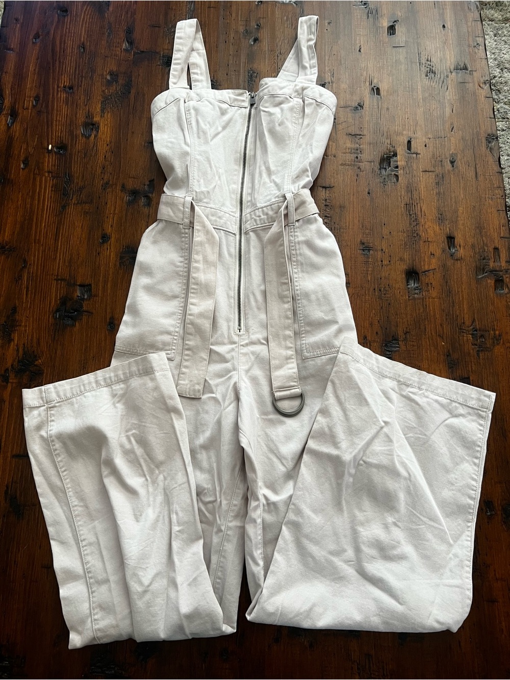 Hollister Cream Utility Belted Jumpsuit